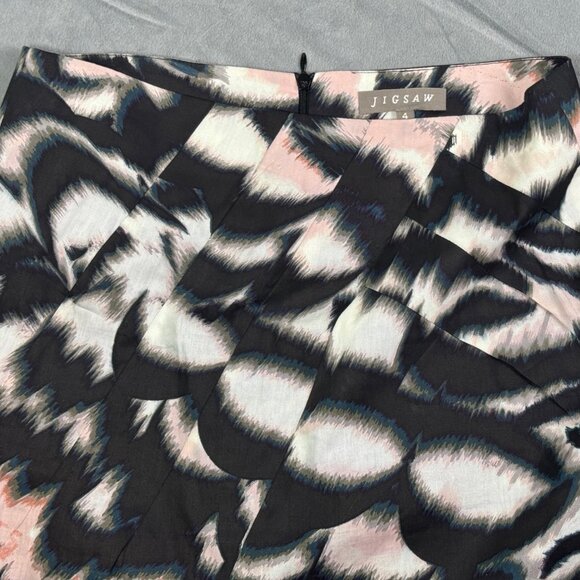 Jigsaw Black Cotton Brushstroke Print Mini Skirt - Picture 4 of 9